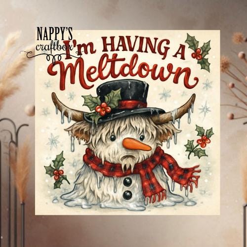 Funny Highland Cow Snowman Tumbler Wrap: Christmas Meltdown (Digital Download)