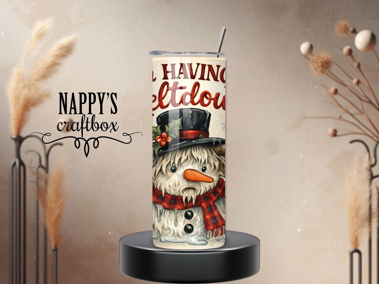 Funny Highland Cow Snowman Tumbler Wrap: Christmas Meltdown (Digital Download)