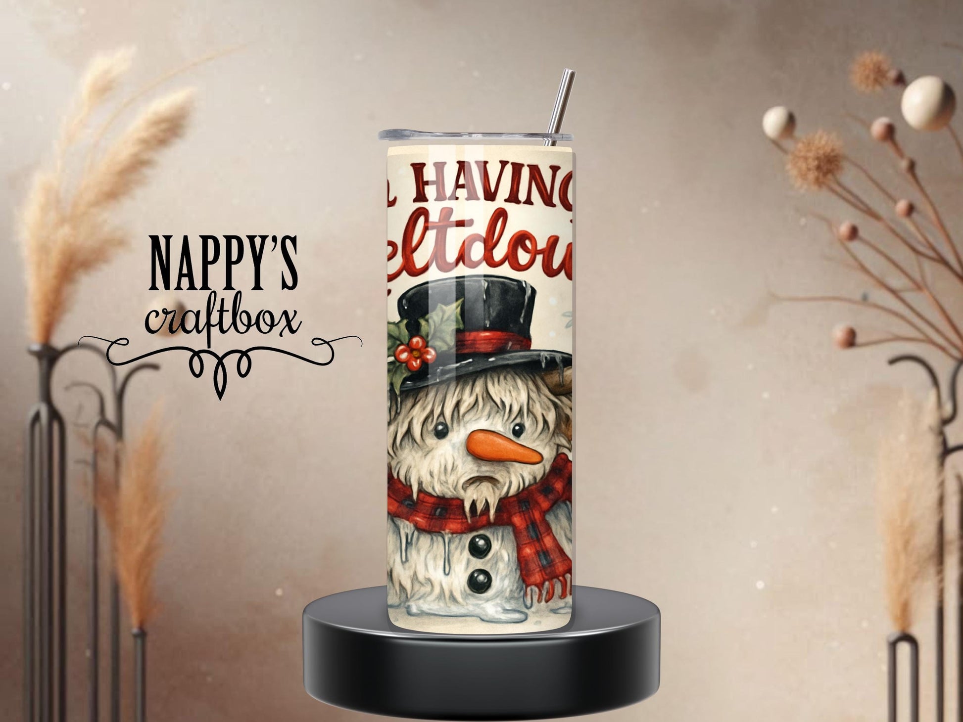 Funny Highland Cow Snowman Tumbler Wrap: Christmas Meltdown (Digital Download)