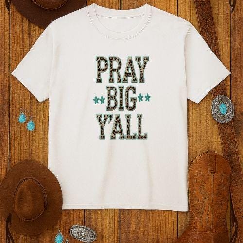 Pray Big Y'all Leopard PNG: Western Christian Embroidery (Digital File)