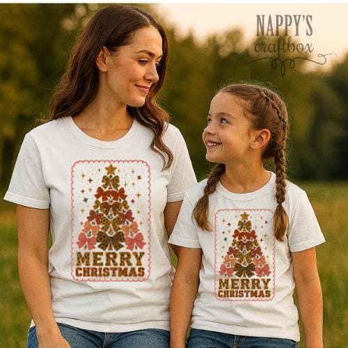 Leopard Bow Christmas Tree Embroidery Design: Vintage Varsity PNG (Digital File)