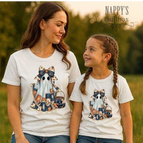 Preppy Patchwork Spooky Ghost PNG: Halloween Cottagecore for Sublimation & DTF Printing| Digital Download