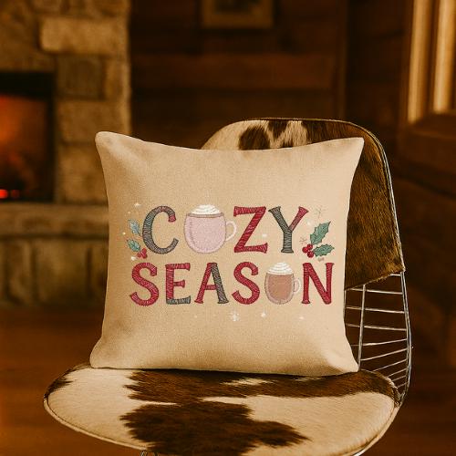 Cozy Season Graphic: Varsity Patch & Embroidery Design Digital Download Dtf Sublimation print ready