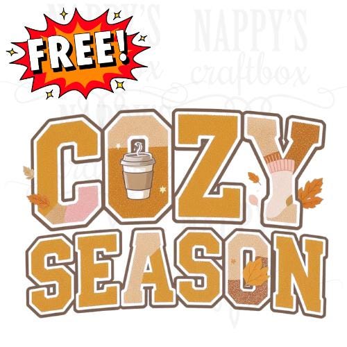 Cozy Season Graphic: Varsity Patch & Embroidery Design Digital Download Dtf Sublimation print ready