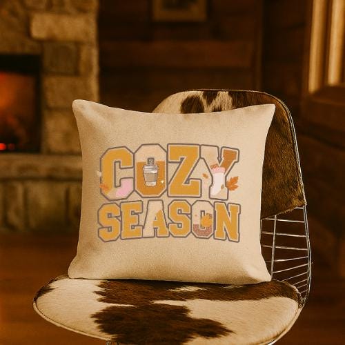 Cozy Season Graphic: Varsity Patch & Embroidery Design Digital Download Dtf Sublimation print ready