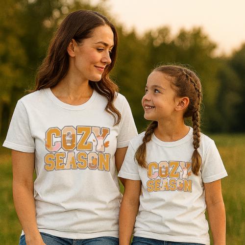 Cozy Season Graphic: Varsity Patch & Embroidery Design Digital Download Dtf Sublimation print ready