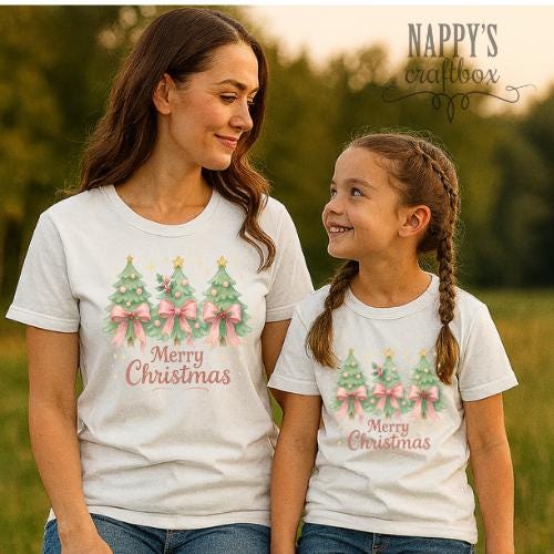 Coquette Christmas Tree PNG: Brushstroke Bow Design (Digital Download)