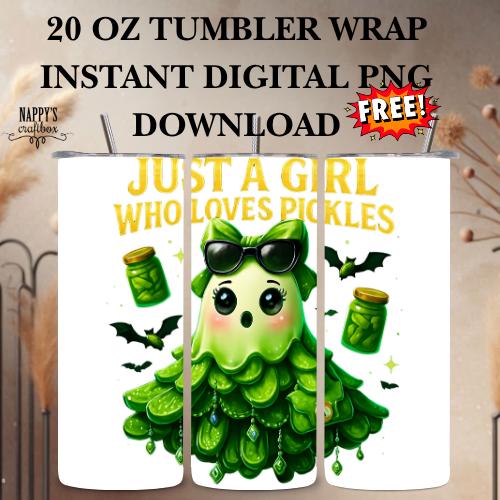 Boujee Pickle Ghost PNG: Halloween Tumbler Sublimation Design (Digital Download)