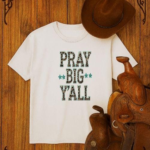Pray Big Y'all Leopard PNG: Western Christian Embroidery (Digital File)
