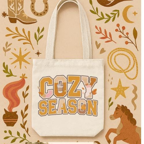 Cozy Season Graphic: Varsity Patch & Embroidery Design Digital Download Dtf Sublimation print ready