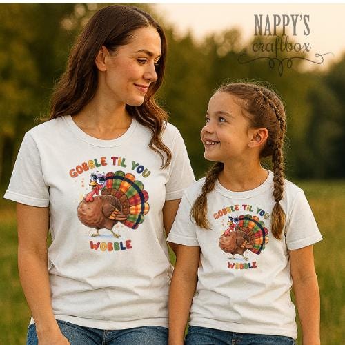 Gobble Til You Wobble Turkey PNG: Funny Thanksgiving Design Sublimation DTF printing (Digital Download)