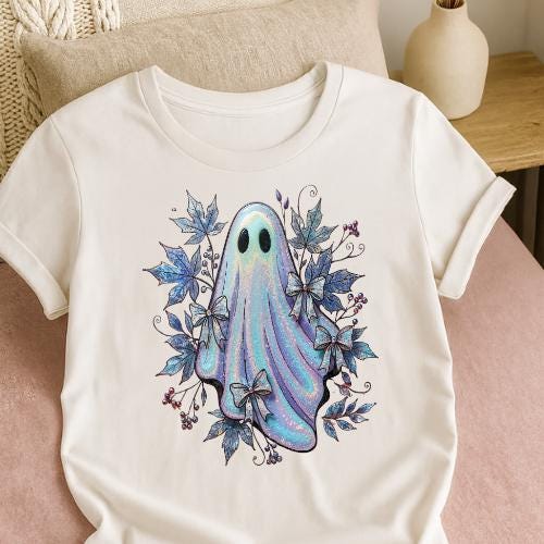 Fall Ghost Embroidery PNG: 20 oz Tumbler & Shirt Design (Digital Download)