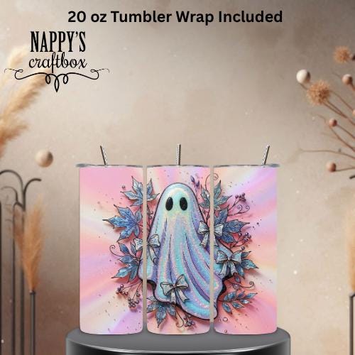 Fall Ghost Embroidery PNG: 20 oz Tumbler & Shirt Design (Digital Download)
