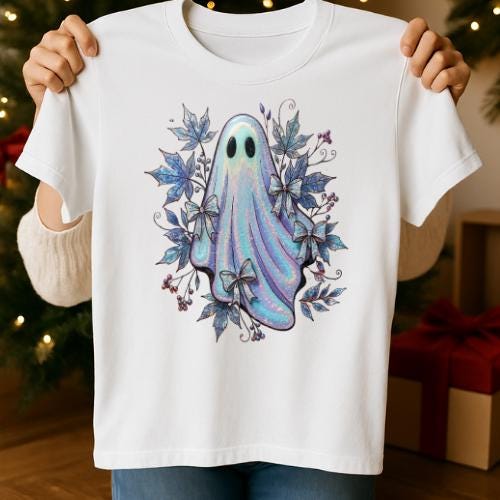 Fall Ghost Embroidery PNG: 20 oz Tumbler & Shirt Design (Digital Download)