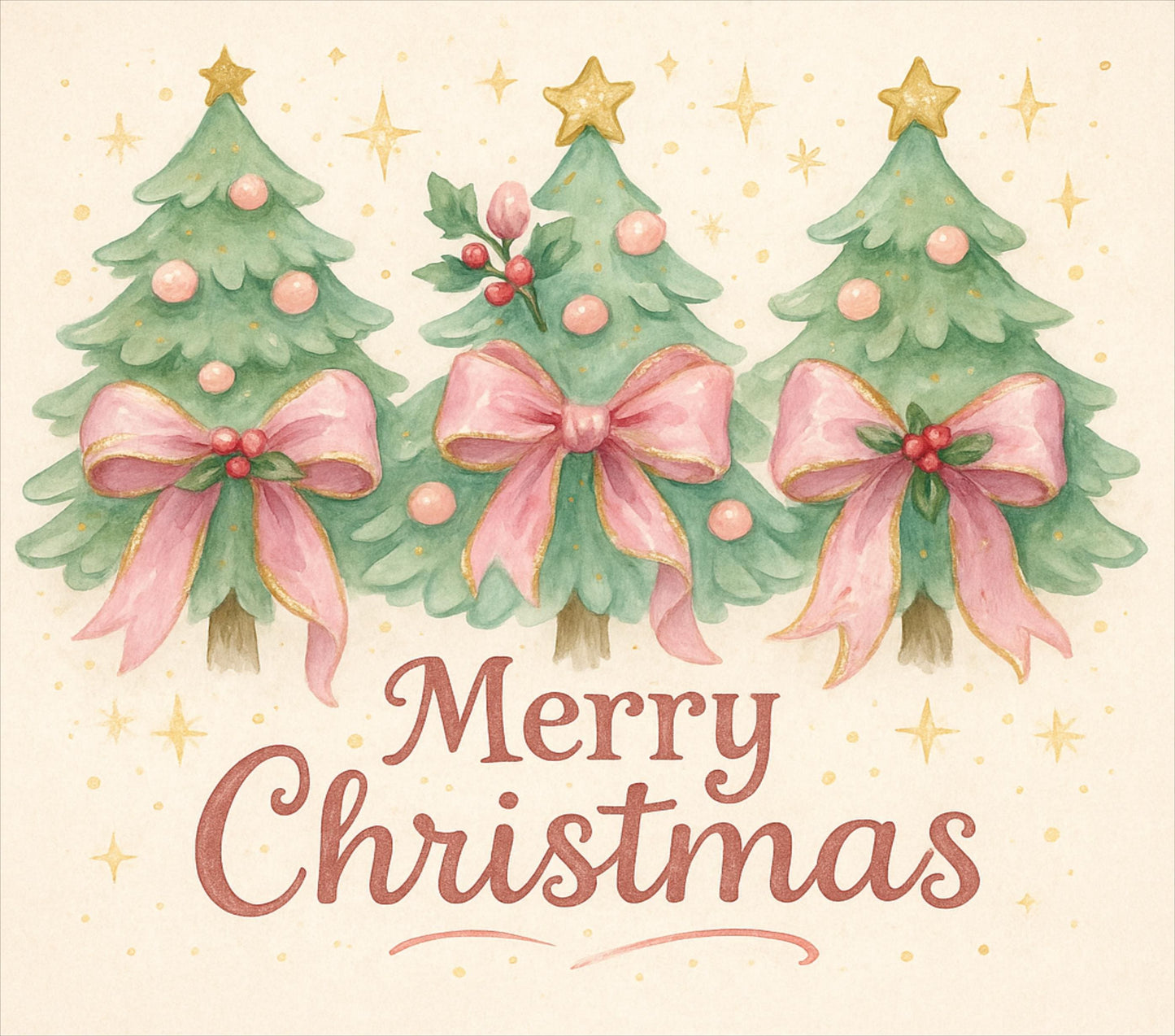 Coquette Christmas Tree PNG: Brushstroke Bow Design (Digital Download)