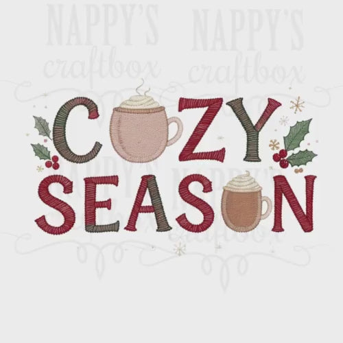 Cozy Season Graphic: Varsity Patch & Embroidery Design Digital Download Dtf Sublimation print ready