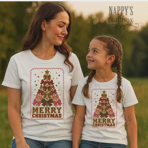 Leopard Bow Christmas Tree Embroidery Design: Vintage Varsity PNG (Digital File)