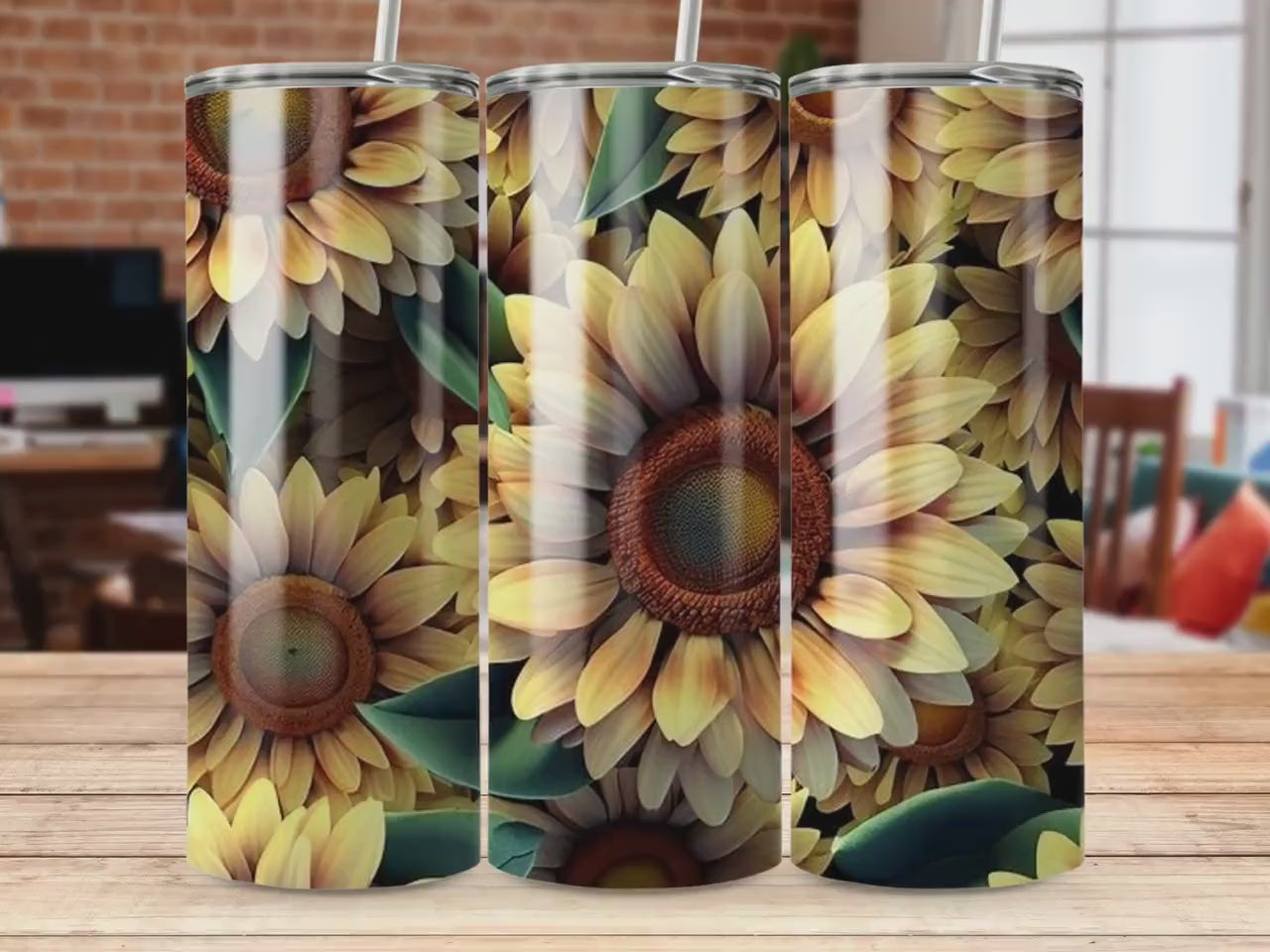 3D Sunflower 20 oz Skinny Tumbler Wrap 3D Sublimation Tumbler Wrap Flower Tumbler Wrap Sunflower Tumbler Wrap Tumbler PNG Digital Download