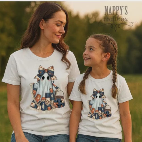 Preppy Patchwork Spooky Ghost PNG: Halloween Cottagecore for Sublimation & DTF Printing| Digital Download